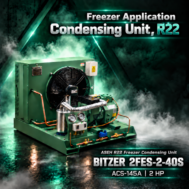 2FES-2-40S / ACS-145A توان 2HP | کندانسینگ یونیت آسه R22 فریزر