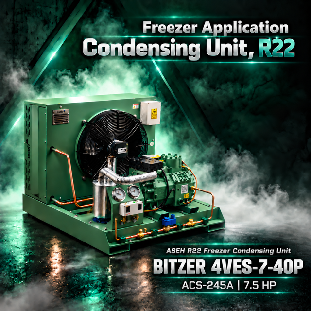 4VES-7-40P / ACS-245A توان 7.5HP | کندانسینگ یونیت آسه R22 فریزر