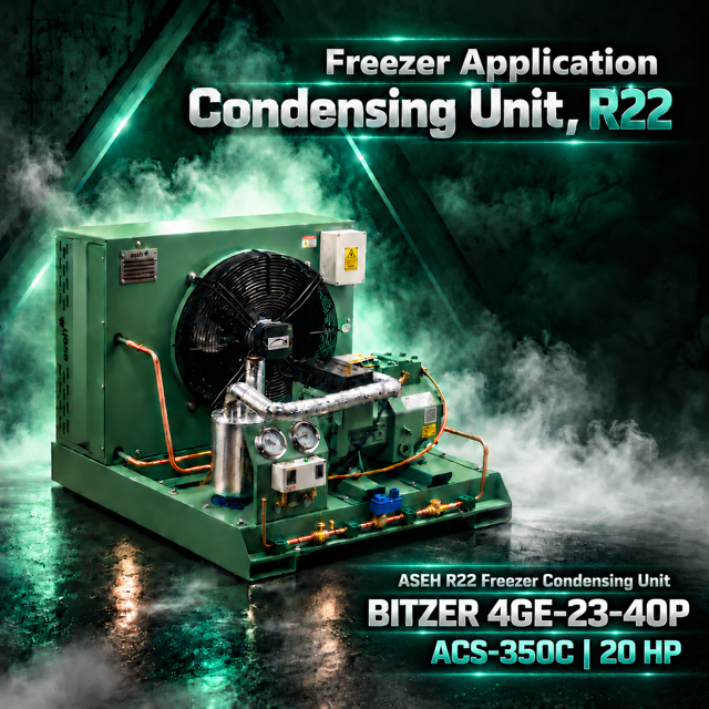 4GE-23-40P / ACS-350C توان 20HP | کندانسینگ یونیت آسه R22 فریزر