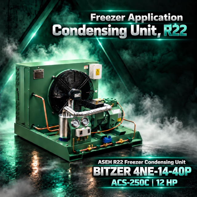 4NE-14-40P / ACS-250C توان 12HP | کندانسینگ یونیت آسه R22 فریزر
